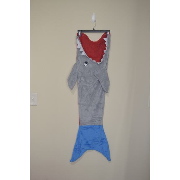 Shark Blanket Kids Mouth Fleece Sleeping Bag Gray Blue OS - Picture 15 of 15